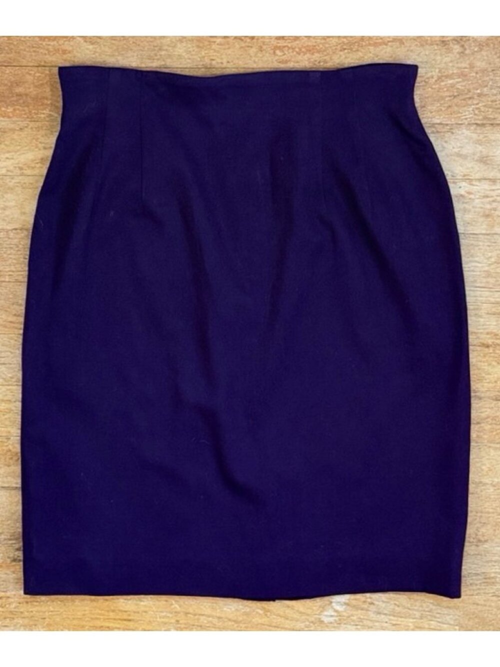 Vintage Purple Twill Wool Skirt Size Medium (10) 29" Waist Straight Cut 90s